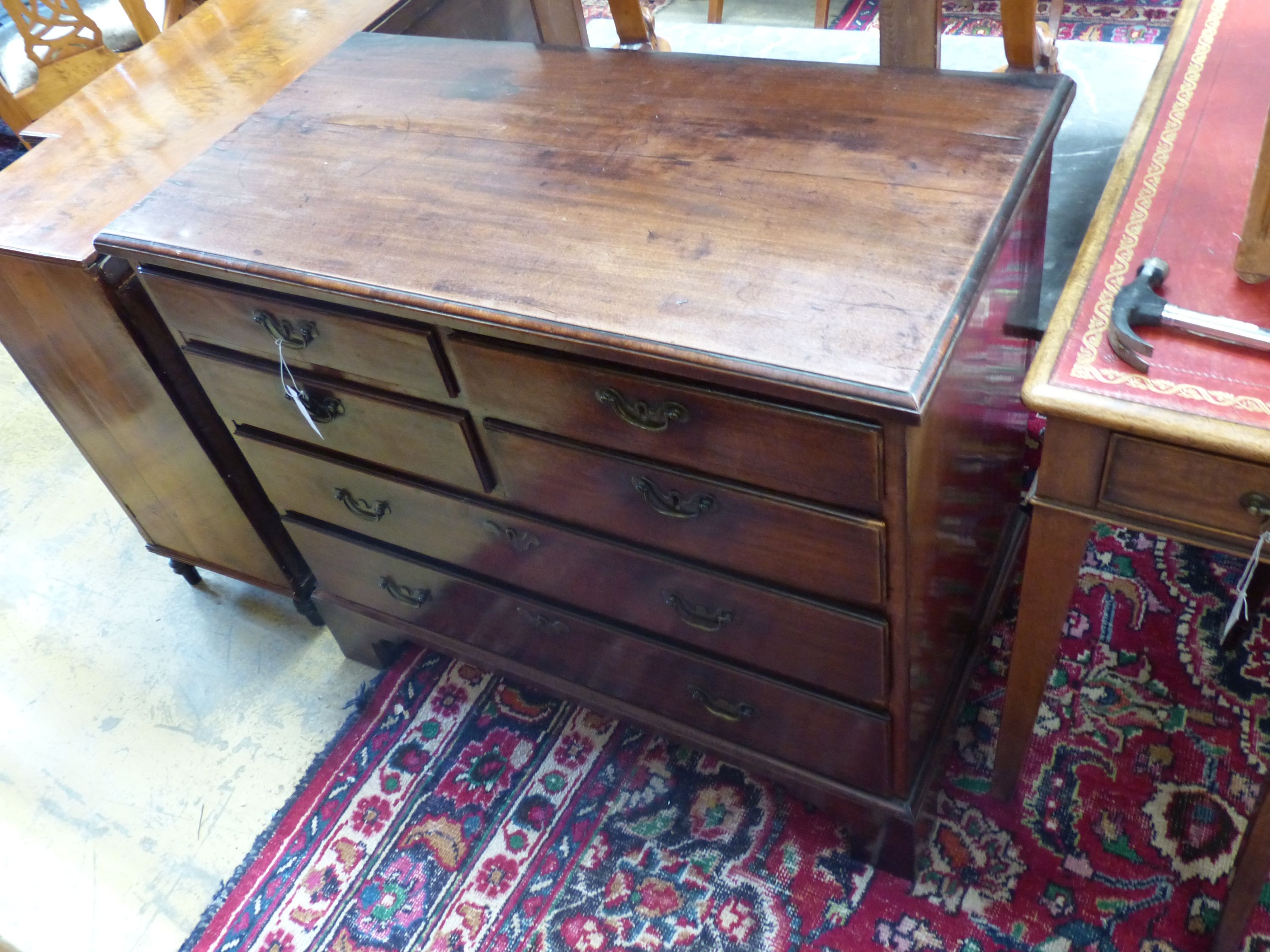 A George III mahogany chest, width 98cm, depth 50cm, height 85cm